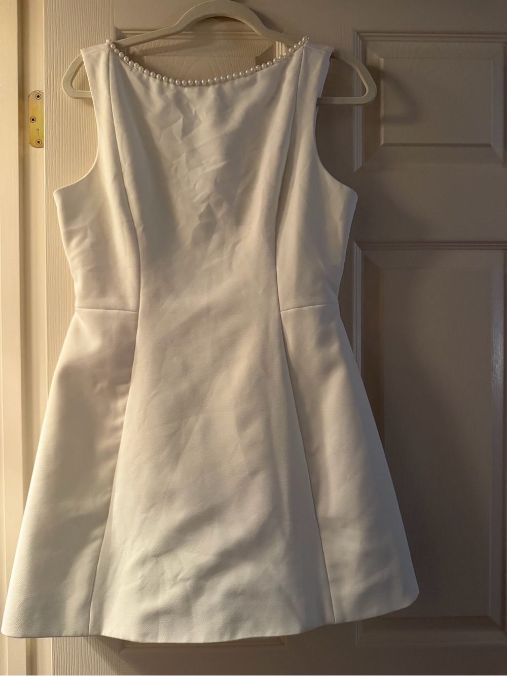Babyboo White Pearl-Trim Mini Dress